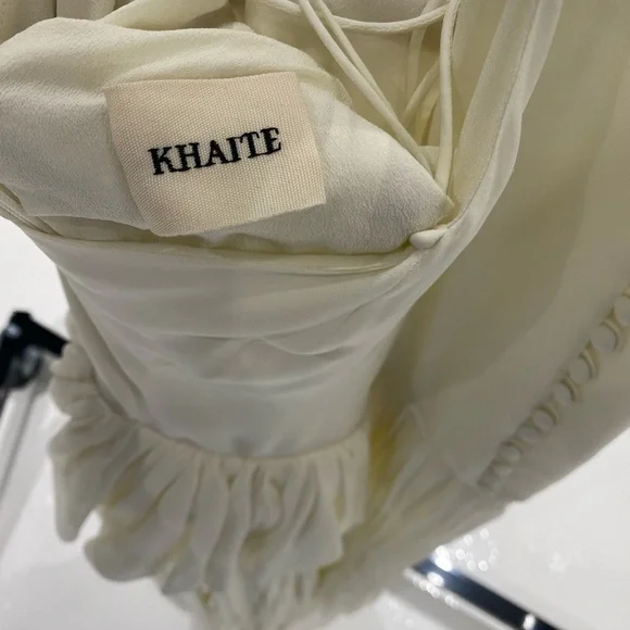 KHAITE Maryam Open-back Ruffled Pleated Silk Crepe de Chine Maxi Dress - Picture 10 of 12